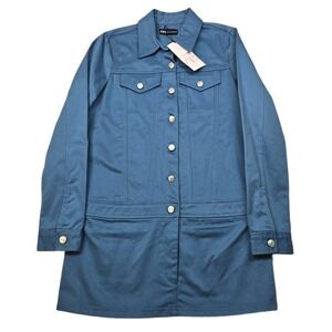ZARA Denim Style‎ Jacket Dress Womens Small Blue Button Front Long Sleeve NEW